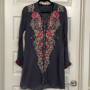Johnny Was Navy Embroidered Dress Size XS (2)